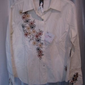 Coupe Junior Size Off White Button Down Shirt Sz L